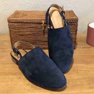 Madewell Callie blue suede slipper size 8